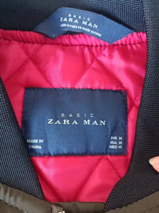 Chaqueta Zara Bomber Verde Marrón Talla M