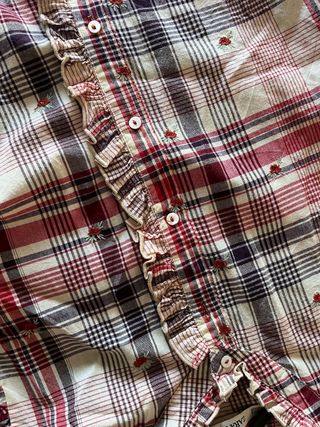 Camisa cuadros mujer Zara con bordados