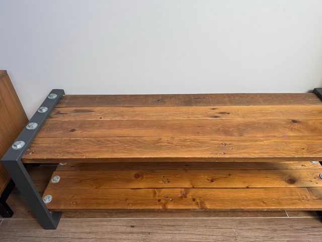 Banco madera maciza y metal