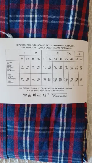 Camisa cuadros TEX / Talla XXL / SIN USO