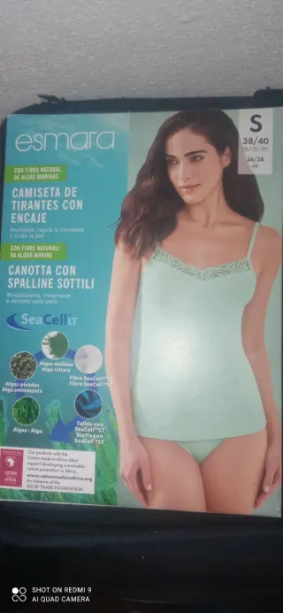 Camiseta tirantes Esmara encaje S verde