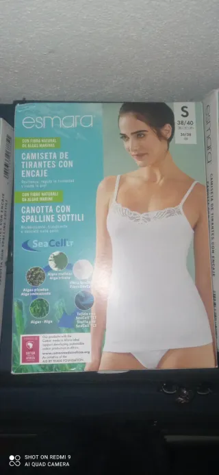 Camiseta tirantes Esmara encaje S verde