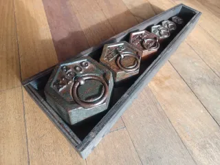 Antiguo juego de 6 Pesas Francesas Hierro Fundido