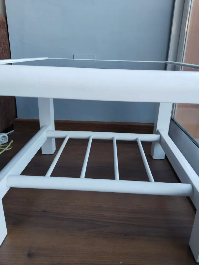 Mesita auxiliar cristal y madera