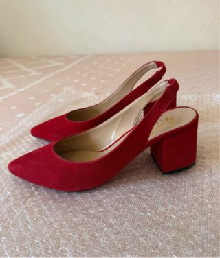 Sandalias rojas tacón bloque Talla 38