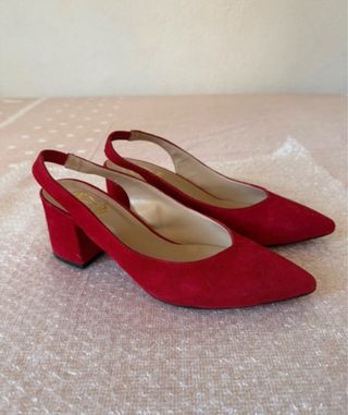 Sandalias rojas tacón bloque Talla 38