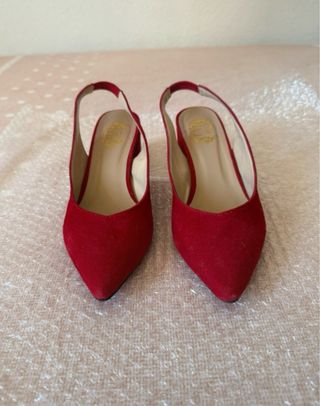 Sandalias rojas tacón bloque Talla 38