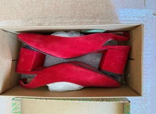 Sandalias rojas tacón bloque Talla 38