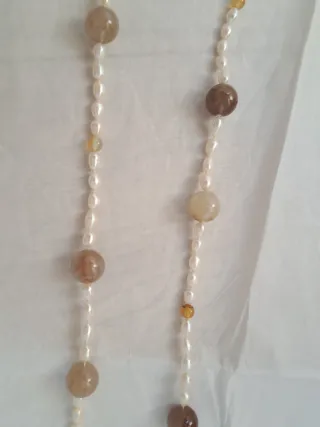 Collar Perlas cultivadas y Cuarzo Rutilo