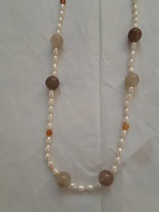 Collar Perlas cultivadas y Cuarzo Rutilo