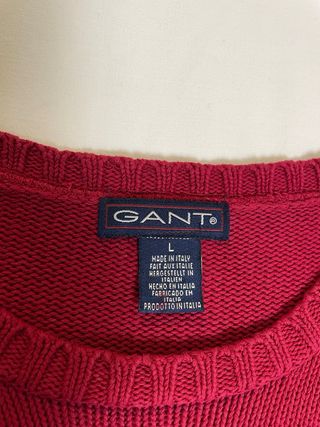 Jersey Gant Vintage Rojo de Punto Cuello Redondo L