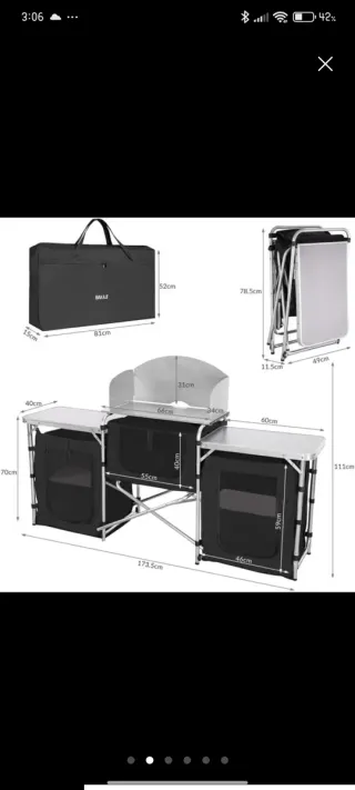 Tavolo da Campeggio Pieghevole con Cucina Portatile