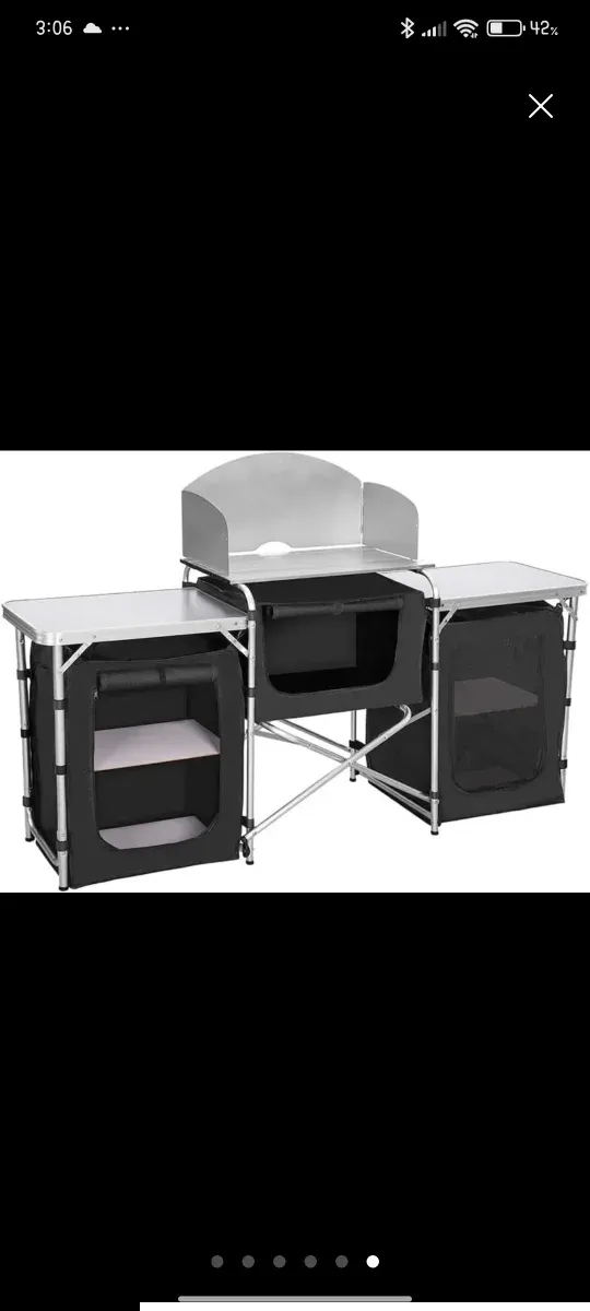 Tavolo da Campeggio Pieghevole con Cucina Portatile