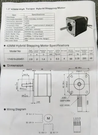 Lotto 6 Motori Stepper NEMA 17, alta coppia