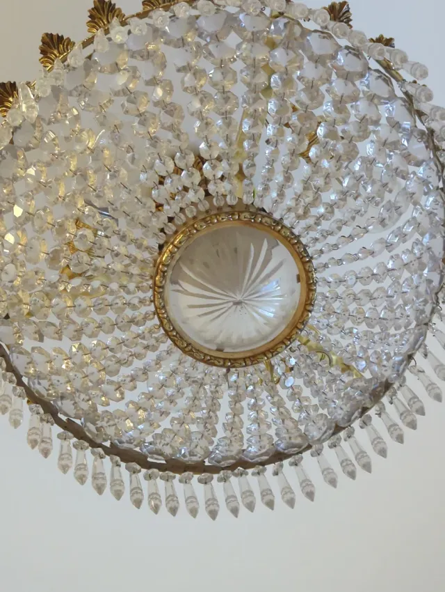 Lámpara de techo circular cristal y metal