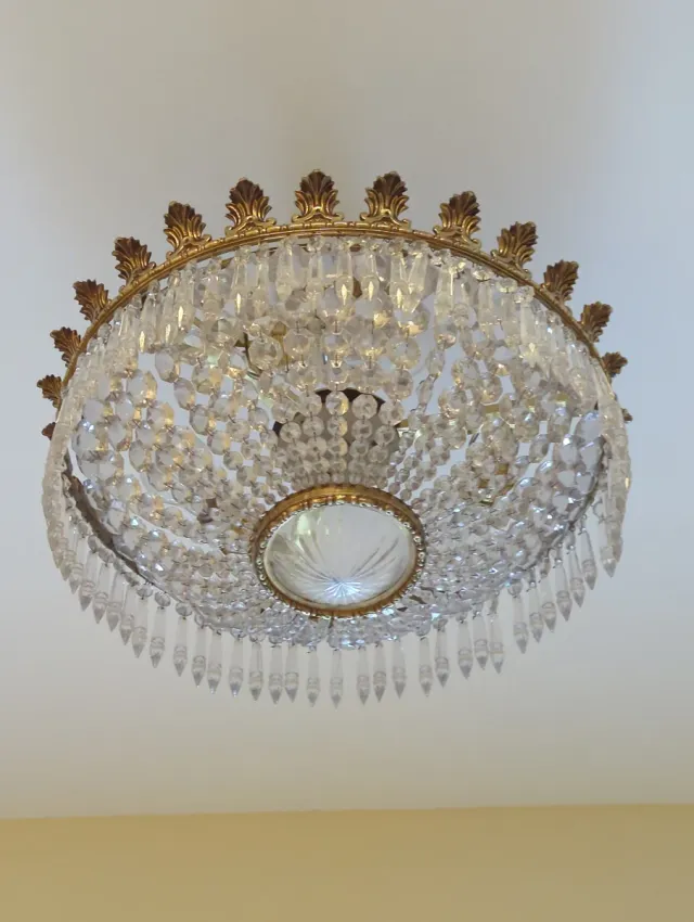 Lámpara de techo circular cristal y metal