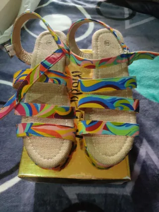 Sandalias Mujer Multicolor Talla 40 con cuña