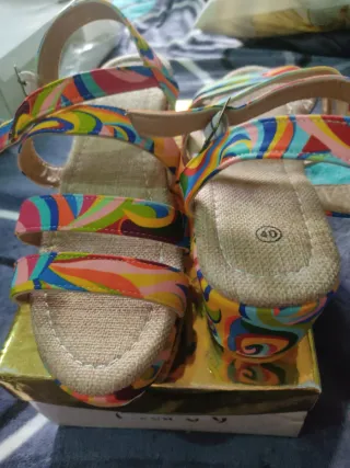 Sandalias Mujer Multicolor Talla 40 con cuña