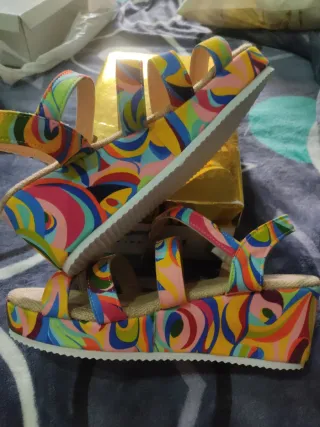 Sandalias Mujer Multicolor Talla 40 con cuña