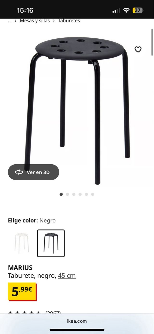 Taburete negro metálico