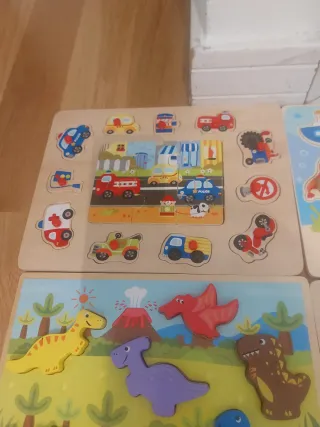 Lote Puzzles Madera y Cubo Torre