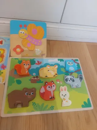 Lote Puzzles Madera y Cubo Torre