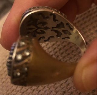 Anello anticato verde e argento