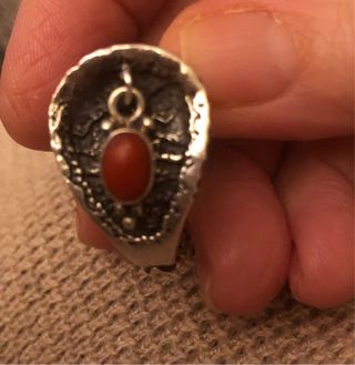 Anello anticato verde e argento