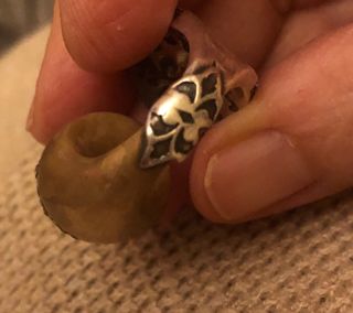 Anello anticato verde e argento