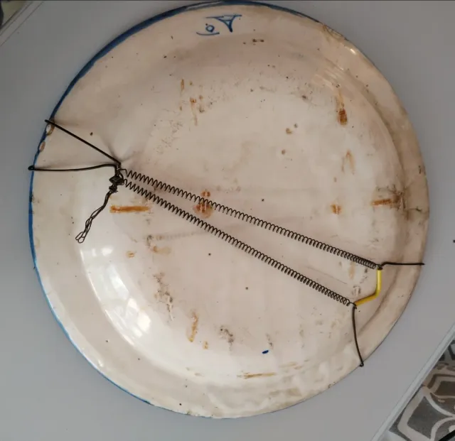 Plato Cerámica Manises Flores Azul