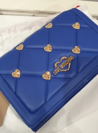 Bolso Love Moschino Azul Corazones Dorado