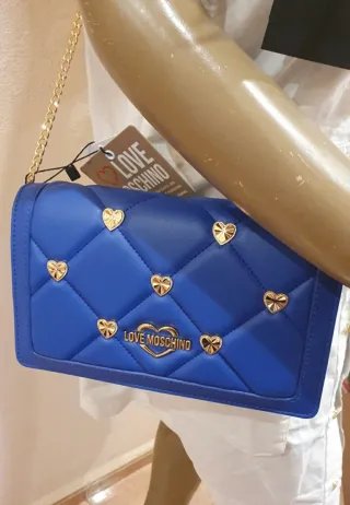 Bolso Love Moschino Azul Corazones Dorado