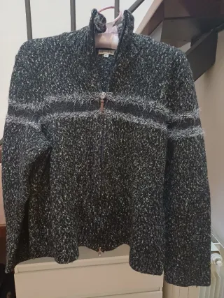 Cardigan melange con zip taglia M