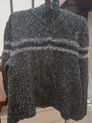 Cardigan melange con zip taglia M