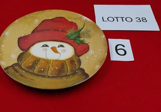 Piatto ceramica pupazzo neve natalizio