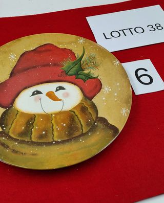 Piatto ceramica pupazzo neve natalizio