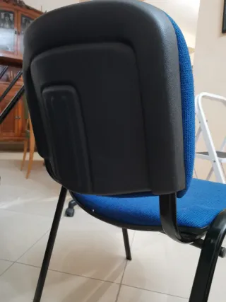 Set 4 Sedie Ufficio Blu Tessuto, gambe in Metallo