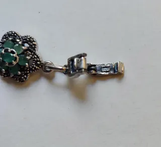 PULSERA PLATA DE LEY CON ESMERALDAS Y MARCASITAS