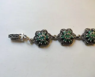 PULSERA PLATA DE LEY CON ESMERALDAS Y MARCASITAS