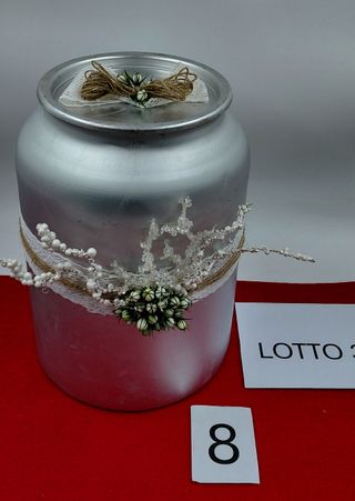 Bidoncino / Contenitore in metallo decorato