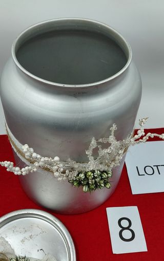 Bidoncino / Contenitore in metallo decorato