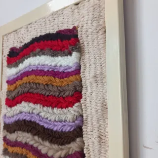 Quadro tessile lana e cordino fatto a mano