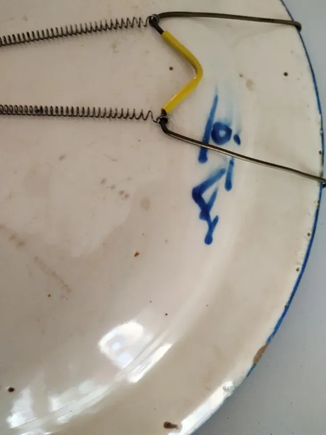 Plato Cerámica Manises Flores Azul