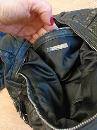 Bolso Uterqüe Negro Piel Cadena