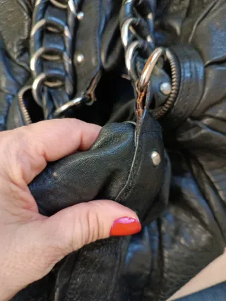 Bolso Uterqüe Negro Piel Cadena