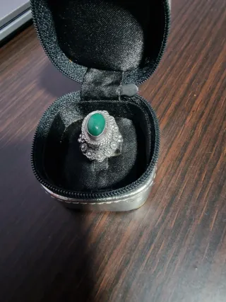 Anillo Plata Vintage Piedra Verde 1960 plata 925