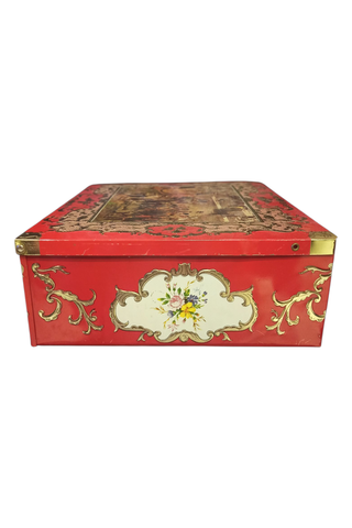 Scatola di latta vintage decorata