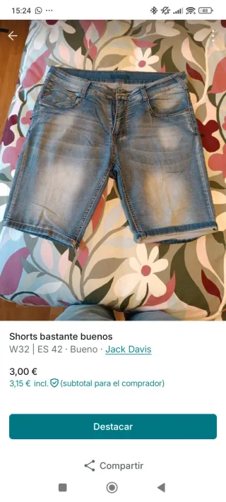 Pantalón corto vaquero Jack Davis W32