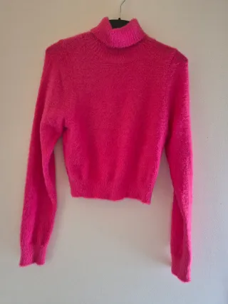 Jersey pelo rosa cuello alto talla S