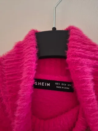 Jersey pelo rosa cuello alto talla S